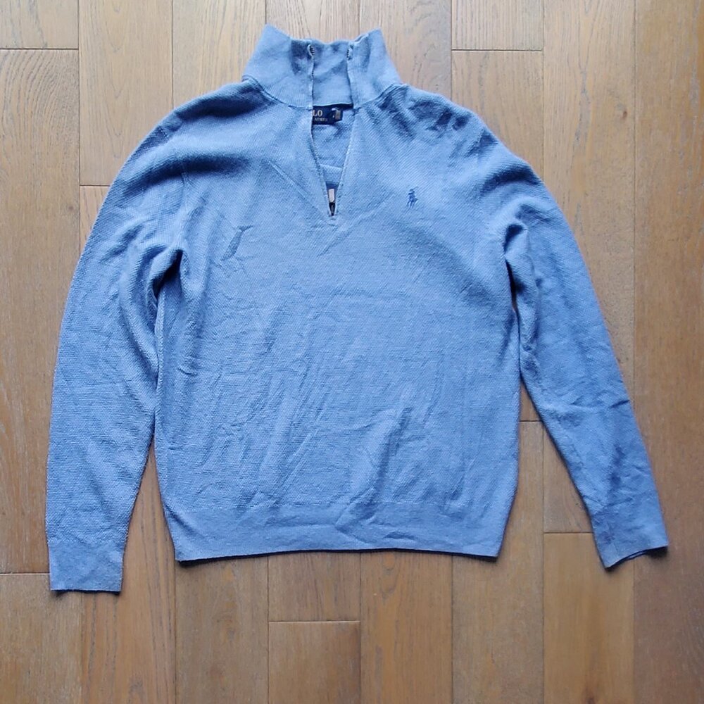 SILK Ralph Lauren Sweater Cornflower Blue Medium Men's EUC